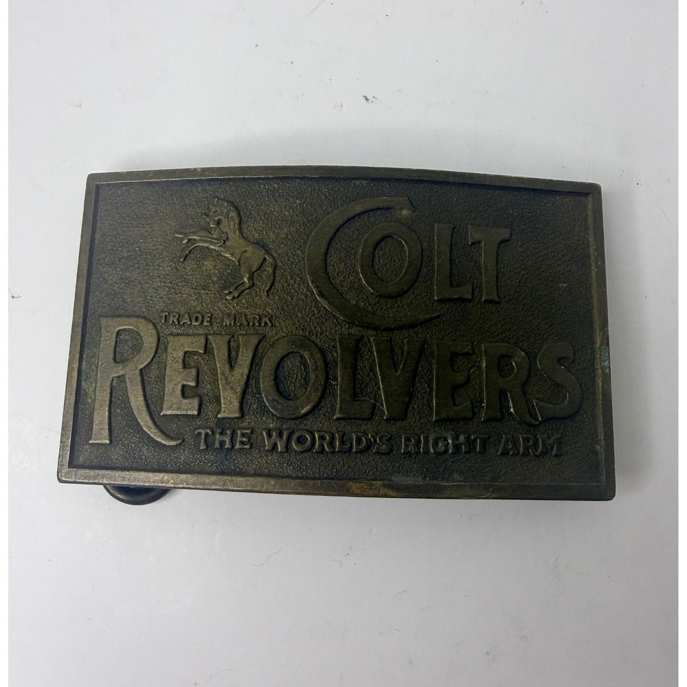 Vtg Belt Buckle Minted Brass Colt Revolvers Right Hand Western Cowboy England